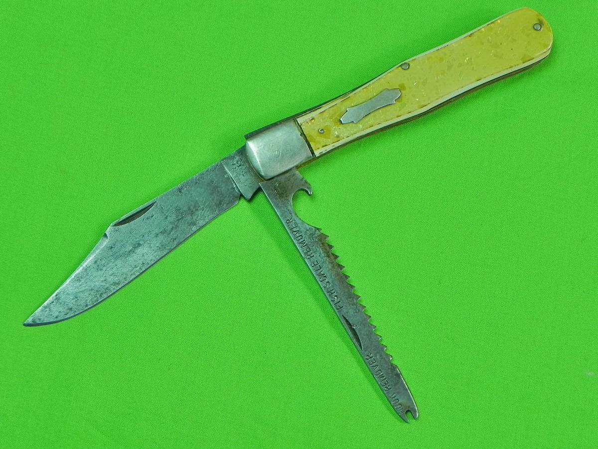 colonial fishing hook Vintage US 1920-30's COLONIAL Fishing Fish Folding Pocket Knife Scale – ANTIQUE & MILITARY FROM BLACKSWAN