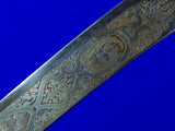 Vintage Spanish Spain Fabrica de Toledo Large Engraved Hunting Knife & Sheath