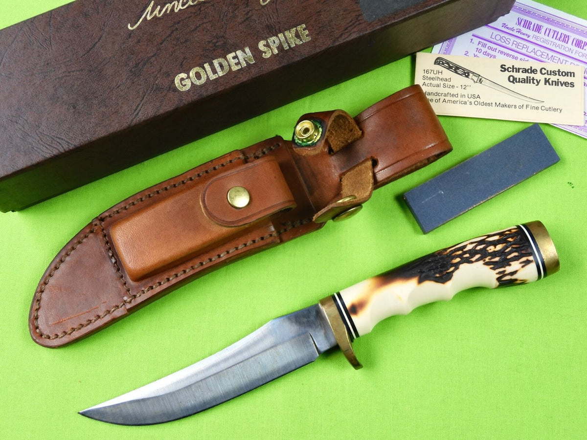 Vintage US Schrade Uncle Henry 153 Golden Spike Hunting Knife 