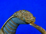 Antique German Germany WW1 Grosser Size Lion Head Artillery Sword w/ Scabbard