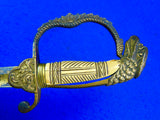 Antique US Civil War Engraved Eagle Head Officer's Sword w/ Scabbard