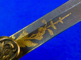 Antique US Civil War Engraved Eagle Head Officer's Sword w/ Scabbard
