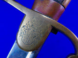 German Germany WW1 Engraved Officer's Sword Family Coat of Arms w/ Scabbard