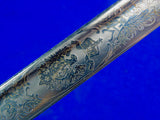 German Germany WW1 Engraved Officer's Sword Family Coat of Arms w/ Scabbard