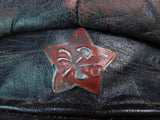 Soviet Russian Russia pre WW2 Officer's Brown Leather Visor Hat Cap Red Star