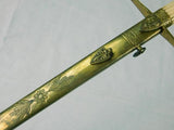 Antique Old 18 19 Century US Eagle Head Gold Etched Engraved Officer's Sword w/