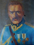 1936 Polish Poland WW1 Marshal Jozef Pilsudski Signed Oil Painting Art Portrait