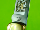 2001 Buck 110 Custom Limited Gold Etched Big Bucks North America Folding Knife
