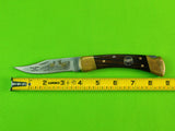2002 Buck 110 Custom Limited Gold Etched Big Bucks North America Folding Pocket Knife