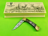 2002 Buck 110 Custom Limited Gold Etched Big Bucks North America Folding Pocket Knife