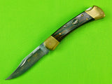 2002 Buck 110 Custom Limited Gold Etched Big Bucks North America Folding Pocket Knife