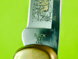 2002 Buck 110 Custom Limited Gold Etched Big Bucks North America Folding Pocket Knife
