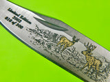 2002 Buck 110 Custom Limited Gold Etched Big Bucks North America Folding Pocket Knife