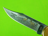 2002 Buck 110 Custom Limited Gold Etched Big Bucks North America Folding Pocket Knife