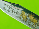 2003 Buck 110 Custom Limited Gold Etched Big Bucks North America Folding Pocket Knife