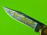 2004 Buck 110 Custom Limited Gold Etched Big Bucks North America Folding Pocket Knife