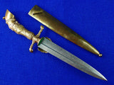 Vintage Antique Old Hungarian Hungary Damascus Hunting Dagger Knife w/ Scabbard