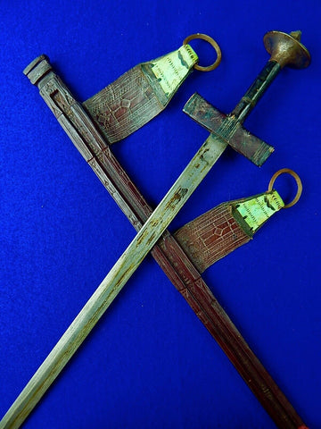 Antique Vintage Old Africa African Kaskara or Takoba Sword w/ Scabbard Hangers 