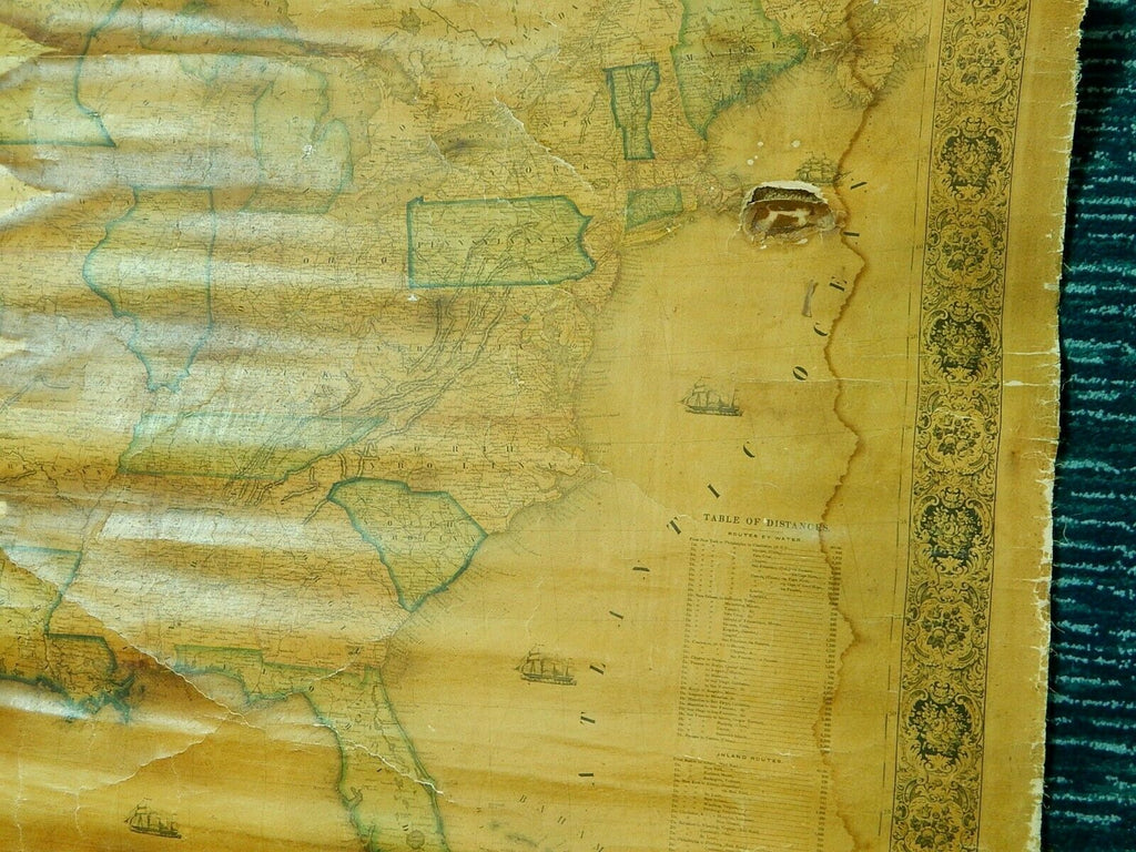 Antique Old 1854 Jacob Monk Large United States North Central America ...