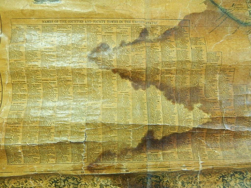 Antique Old 1854 Jacob Monk Large United States North Central America ...