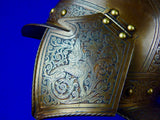 Antique 19 Cent Spanish Spain Italy Italian Engraved Victorian Medieval Helmet