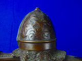 Antique 19 Century Turkish Middle East Bronze Helmet Knife Sword Paperweight