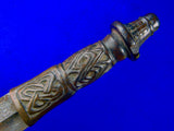 Antique 19 Century African Africa Carved Wood Hunting Fighting Knife w/ Scabbard