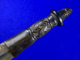 Antique 19 Century African Africa Carved Wood Hunting Fighting Knife w/ Scabbard