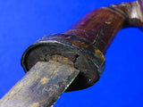 Antique 19 Century Indonesian Damascus Blade Carved Wood Short Sword w/ Scabbard
