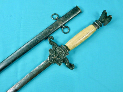 Antique 19 Century Masonic Fraternal Knights of Golden Eagle Sword w/ Scabbard Condition:Used