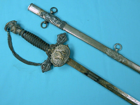 Antique 19 Century Masonic Fraternal Knights of Pythias Sword w/ Scabbard
