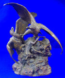 Antique 19 Century 14 Eagles & Prey Bronze Sculpture Statue by Christophe Fratin