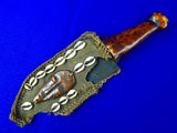 Antique Old Africa African 19 Century Carved Handle Fighting Knife Dagger with Sheath