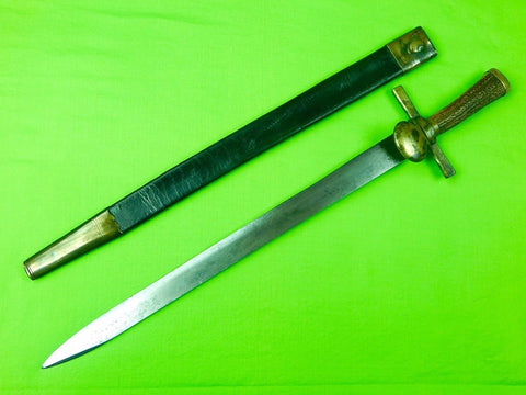 Antique British English 19 Century Stag Hunting Dagger Knife & Scabbard