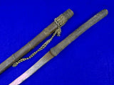 Antique Old Burmese Burma Dha Sword w/ Scabbard 