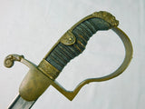 Antique 19C Grosser Size Germany German Lion Head Quillback Artillery Sword