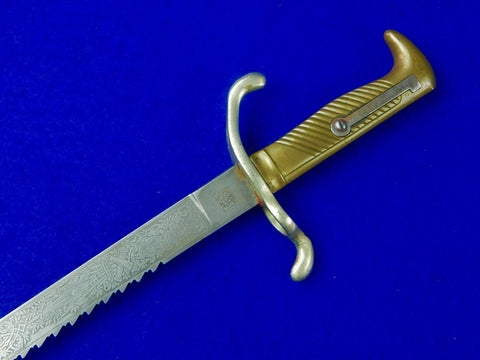 Antique German Germany WW1 Engraved Saw Back Bayonet Knife Short Sword