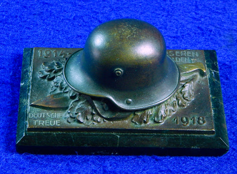 Antique German Germany WW1 Helmet Bayonet Bronze Paperweight Military Decor