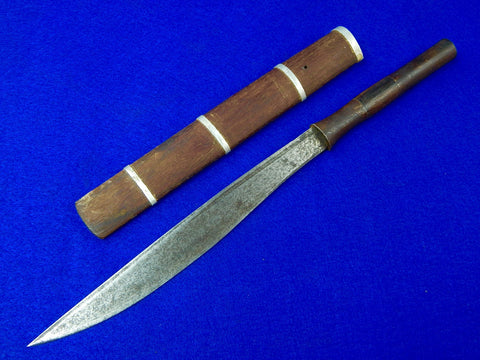 Antique Old Indonesia Indonesian Short Sword Fighting Knife Machete w/ Scabbard