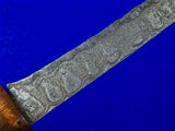 Antique Old Indonesian Damascus Blade Fighting Knife Short Sword w/ Scabbard
