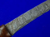 Antique Old Indonesian Damascus Blade Fighting Knife Short Sword w/ Scabbard