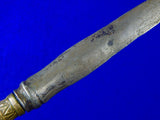Antique Old Indonesian Damascus Blade Fighting Knife Spear Point Dagger with Scabbard