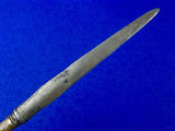Antique Old Indonesian Damascus Blade Fighting Knife Spear Point Dagger with Scabbard