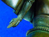Antique Italy Italian Bronze Signed Knight & Lady On Horse Figurine Statue Art Home Decor