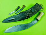 Antique Late 19 Century Royal Kukri Gurkha Bowie Fighting Knife Silver Scabbard