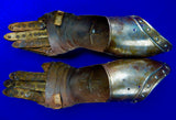 Antique Old 16-17 Century Pair of Armored Armor Fingered Gauntlets Gauntlet