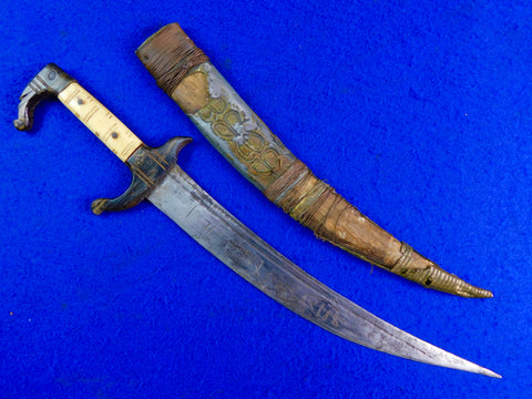 Antique Old 19 Century African Africa Hunting Fighting Knife Dagger w/ Scabbard