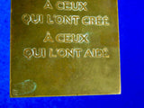 Antique Old French France WWI WW1 1914 Max Blondat Bronze Plaque Art Military Decor
