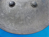 Antique Old Middle Eastern East Carved Metal Shield
