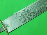 Antique Old Spain Spanish Toledo 1872 Dated Engraved Fighting Knife